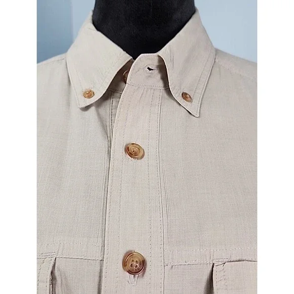 Orvis Mens Medium Long Sleeve Khaki Fishing Shirt Mesh Lined Vented Back - Picture 4 of 16